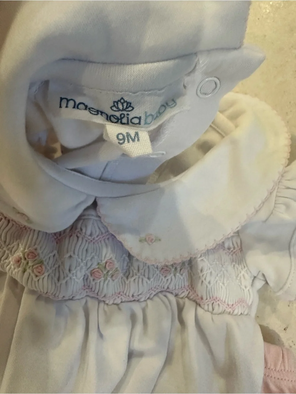 White and Pink Smocked Baby Matching Set